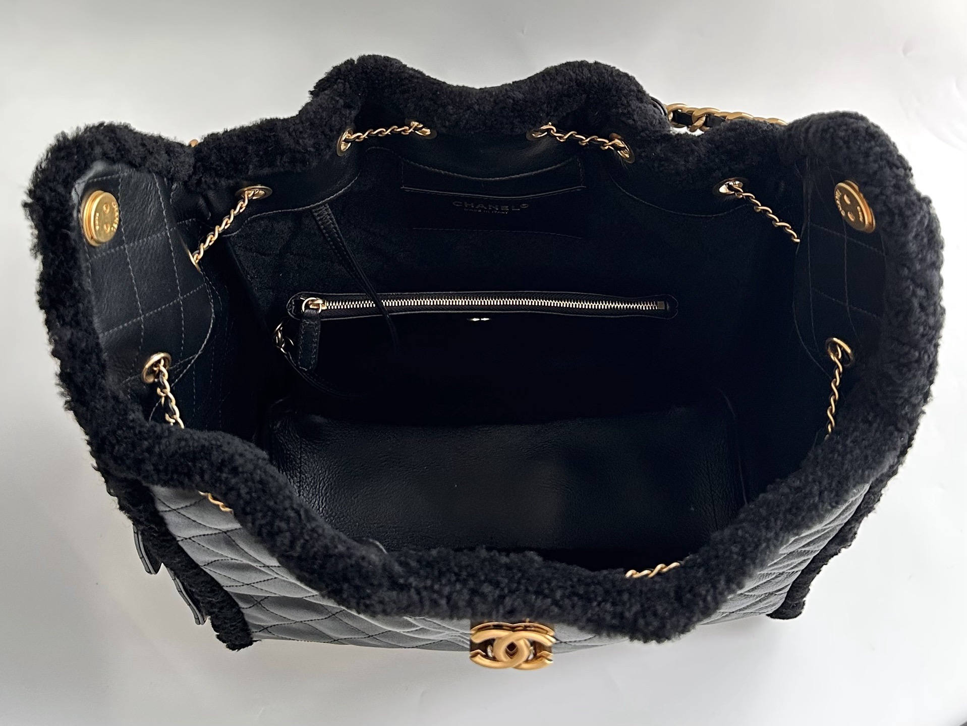 Chanel Large in Black and Cream interior view