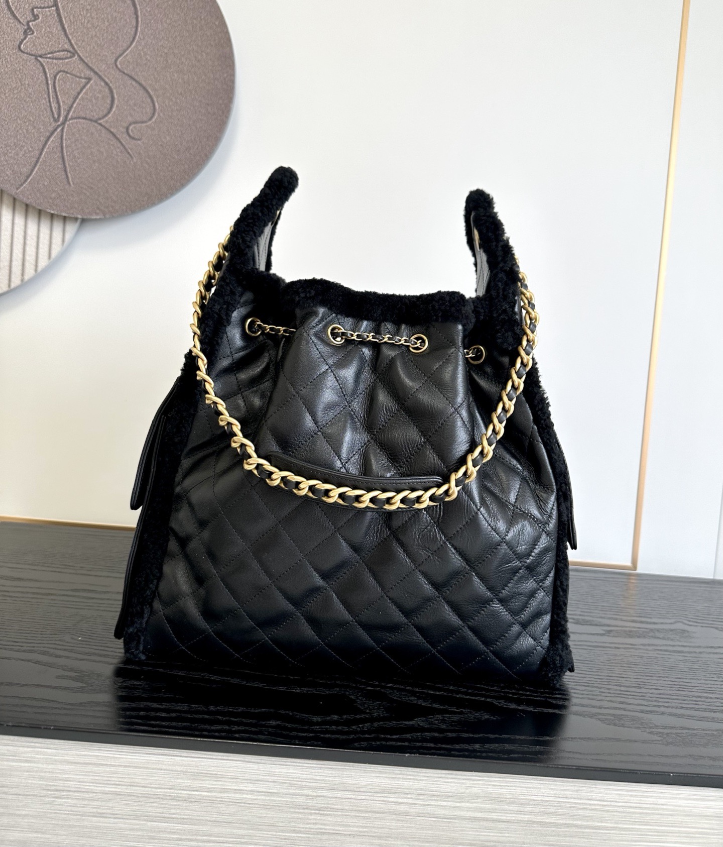 Chanel Large in Black and Cream rear view
