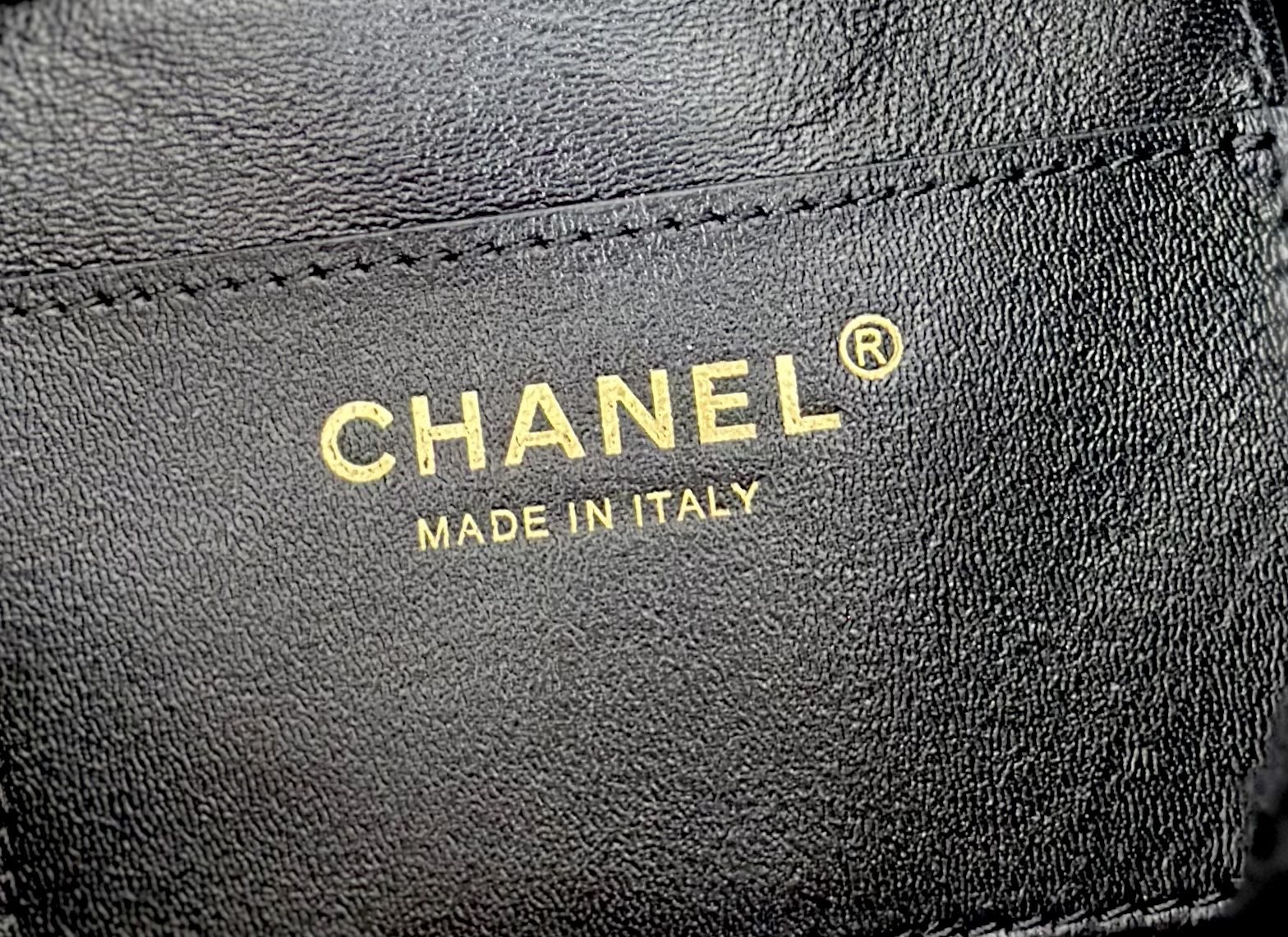 Chanel Small in Black interior brand stamp detail