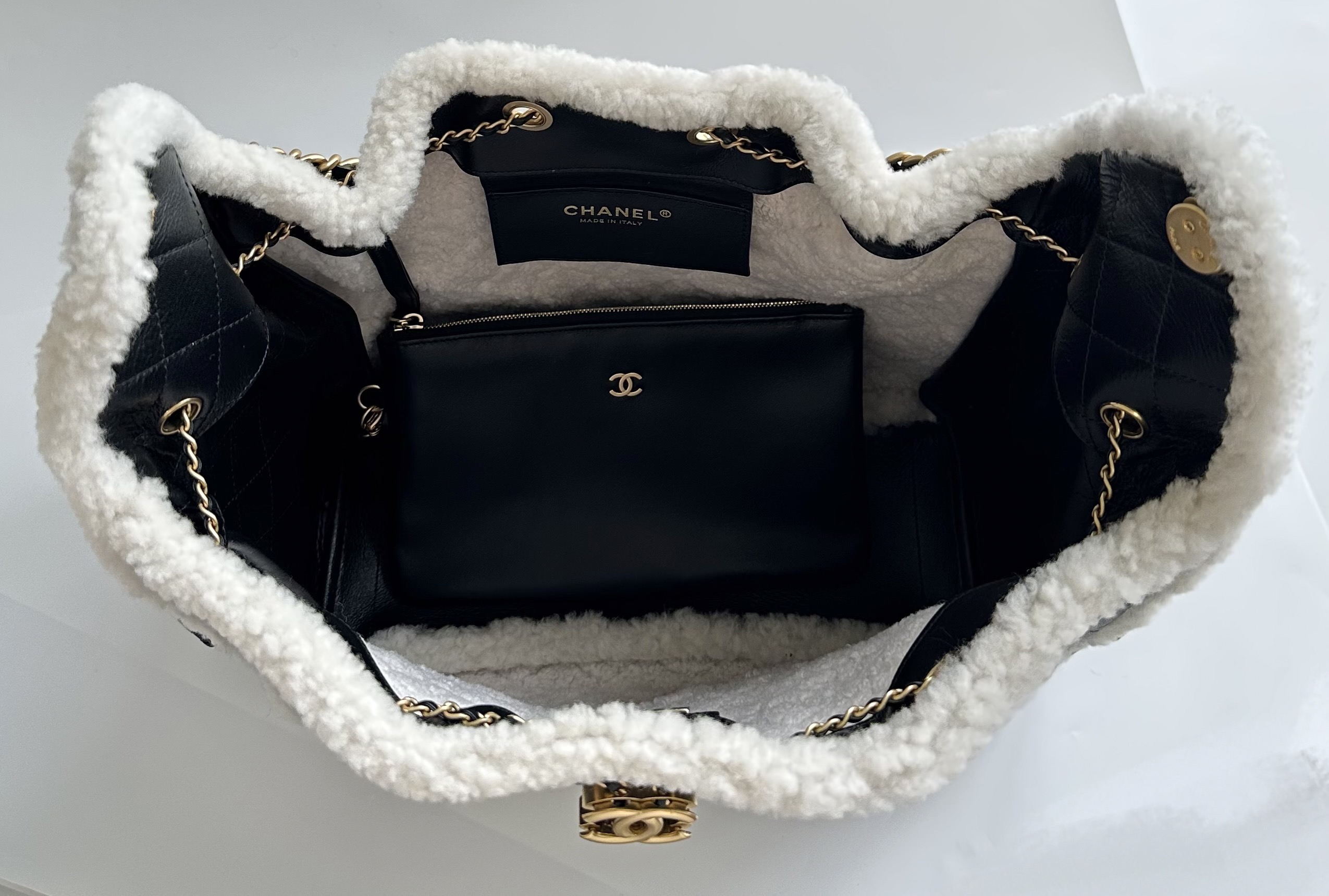 Chanel Large in Black and Cream interior view